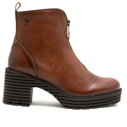 BOTINES DE PIEL CON CREMALLERA CUERO MILA PORRONET - Querol online