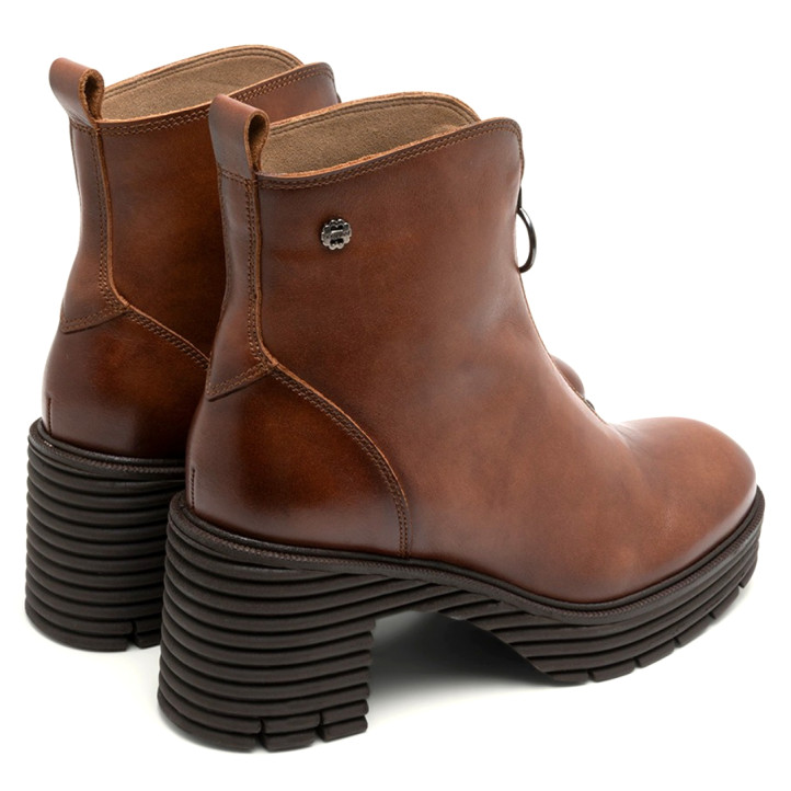 BOTINES DE PIEL CON CREMALLERA CUERO MILA PORRONET - Querol online
