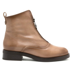 BOTINES DE PIEL TAUPE CON CREMALLERA CENTRAL BEATRIZ PORRONET - Querol online