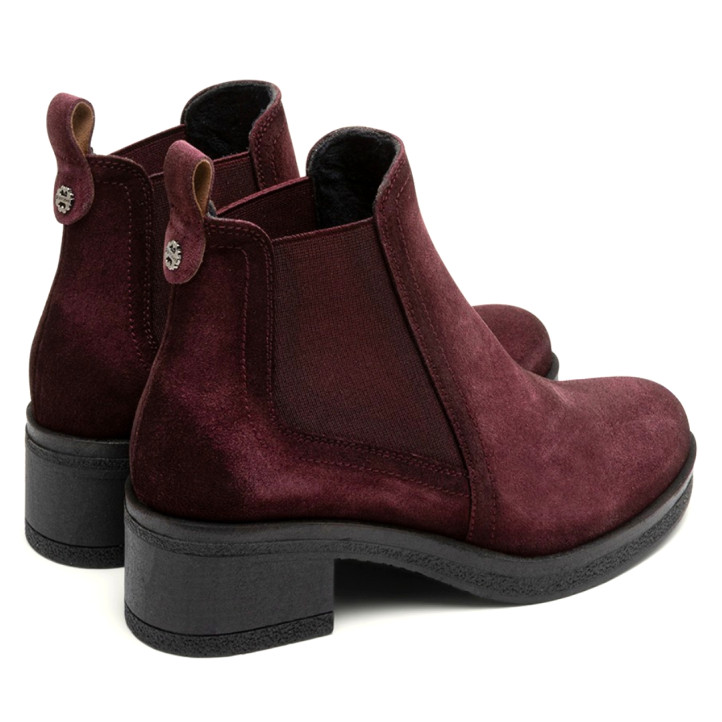 BOTINES DE PIEL BURDEOS CON ELÁSTICOS DÁMARIS PORRONET - Querol online