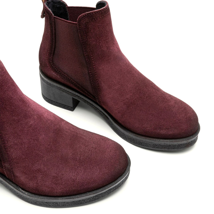BOTINES DE PIEL BURDEOS CON ELÁSTICOS DÁMARIS PORRONET - Querol online
