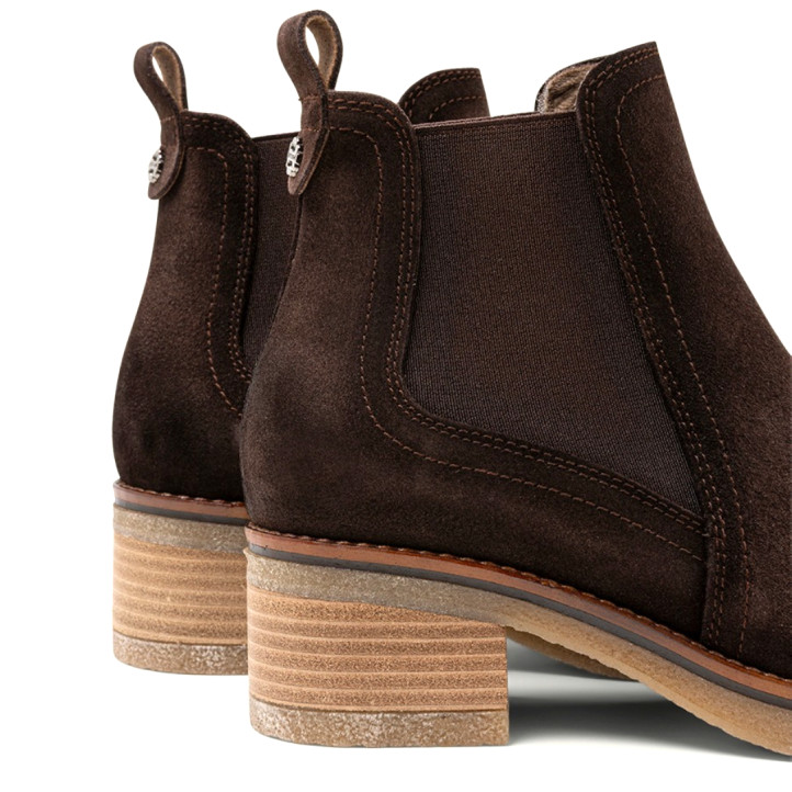 BOTINES DE PIEL MOKA CON ELÁSTICOS DÁMARIS PORRONET - Querol online