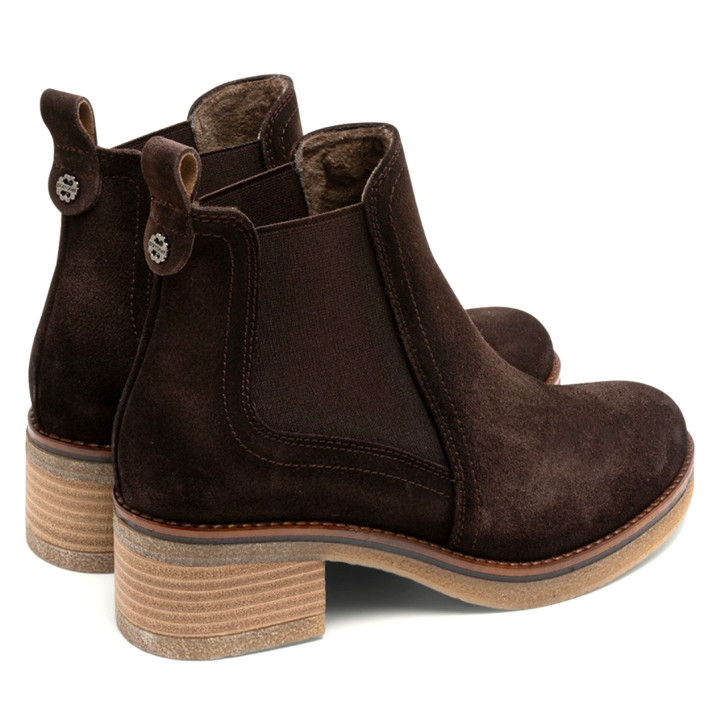 BOTINES DE PIEL MOKA CON ELÁSTICOS DÁMARIS PORRONET - Querol online