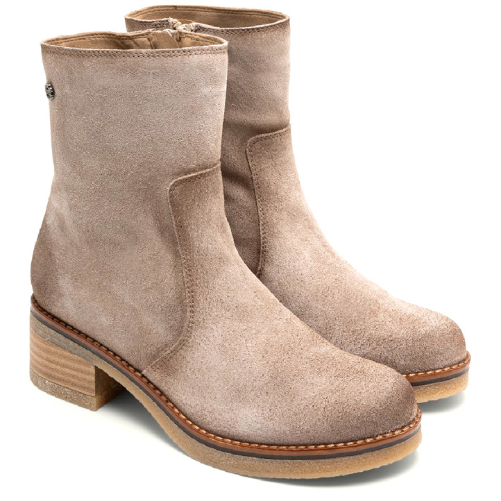BOTINES DE PIEL ARENA CON CREMALLERA DANIELA PORRONET - Querol online