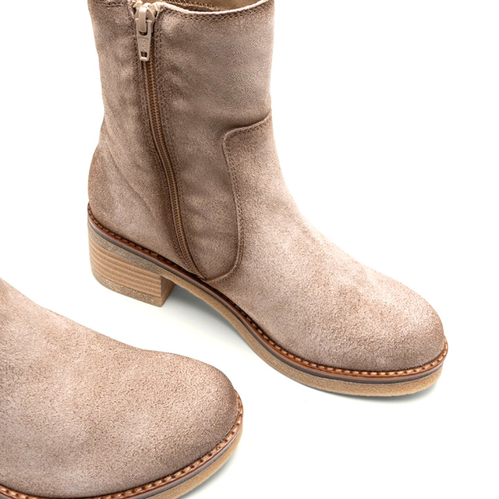 BOTINES DE PIEL ARENA CON CREMALLERA DANIELA PORRONET - Querol online