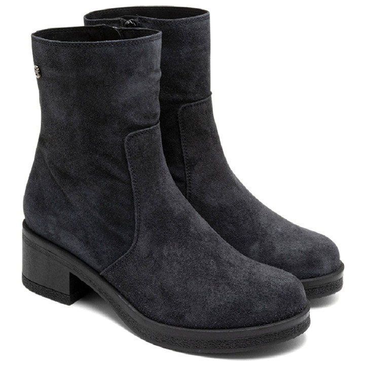 BOTINES DE PIEL CARBÓN CON CREMALLERA DANIELA PORRONET - Querol online