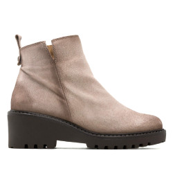 BOTINES DE PIEL CON CUÑA Y CREMALLERA ARENA ELISA PORRONET - Querol online