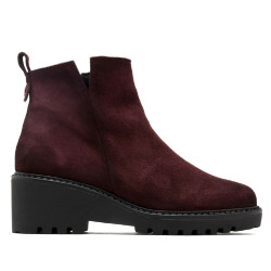 BOTINES DE PIEL CON CUÑA Y CREMALLERA BURDEOS ELISA PORRONET - Querol online