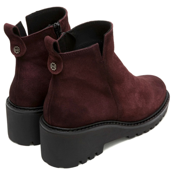 BOTINES DE PIEL CON CUÑA Y CREMALLERA BURDEOS ELISA PORRONET - Querol online