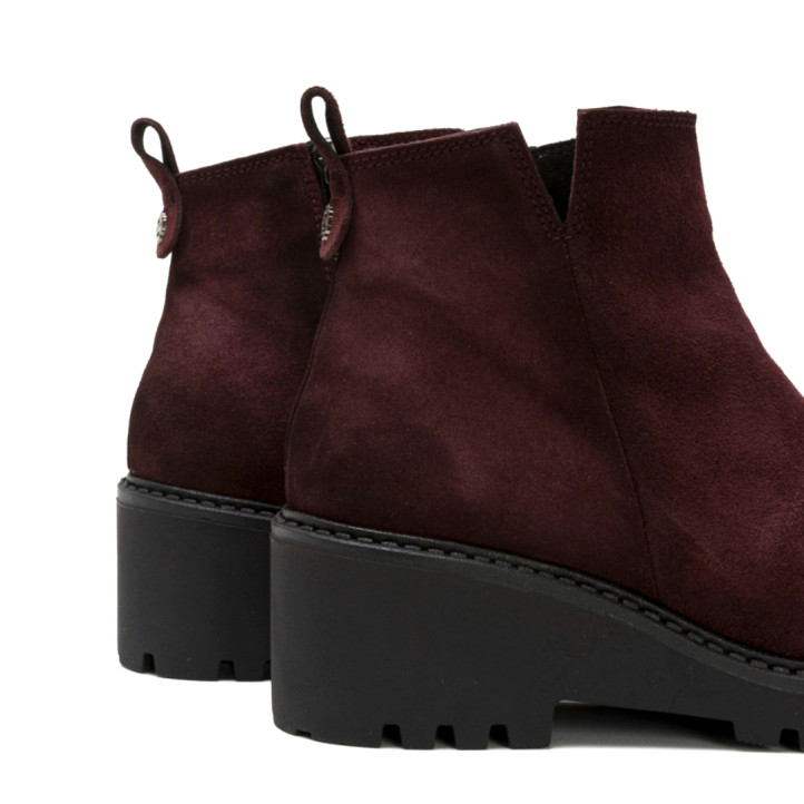 BOTINES DE PIEL CON CUÑA Y CREMALLERA BURDEOS ELISA PORRONET - Querol online