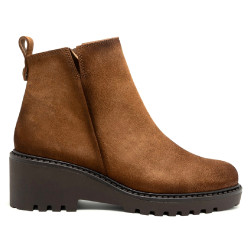 BOTINES DE PIEL CON CUÑA Y CREMALLERA CUERO ELISA PORRONET - Querol online