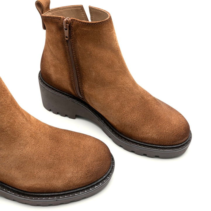 BOTINES DE PIEL CON CUÑA Y CREMALLERA CUERO ELISA PORRONET - Querol online