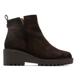 BOTINES DE PIEL CON CUÑA Y CREMALLERA MOKA ELISA PORRONET - Querol online