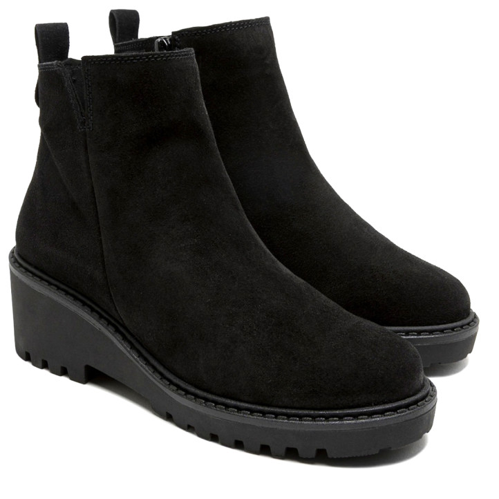 BOTINES DE PIEL CON CUÑA Y CREMALLERA NEGRO ELISA PORRONET - Querol online