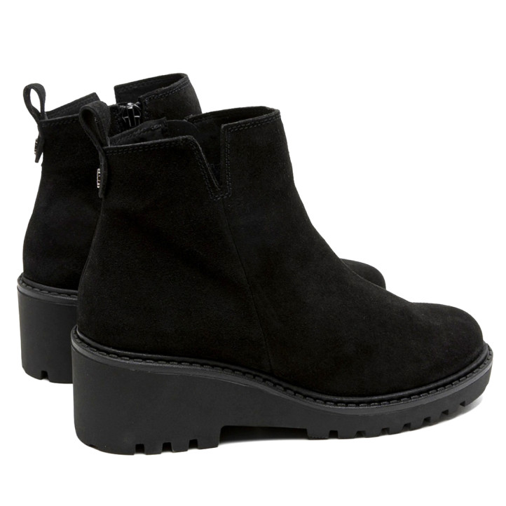 BOTINES DE PIEL CON CUÑA Y CREMALLERA NEGRO ELISA PORRONET - Querol online
