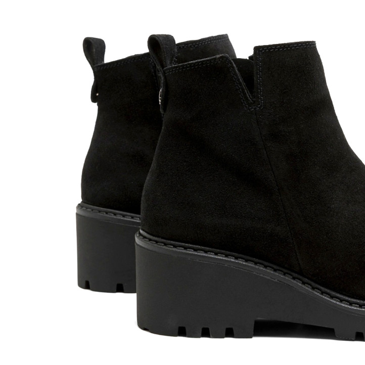 BOTINES DE PIEL CON CUÑA Y CREMALLERA NEGRO ELISA PORRONET - Querol online