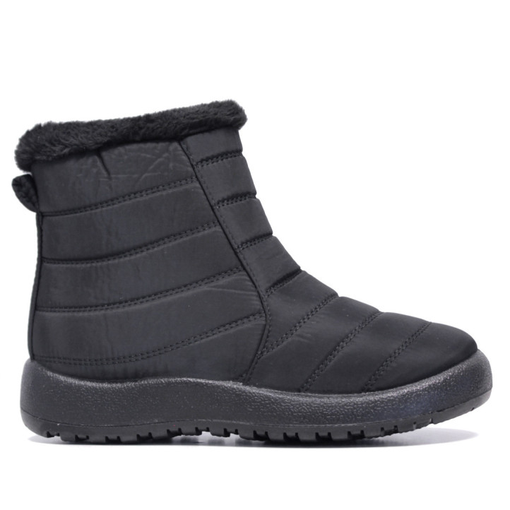 Botines planos Stay negros acolchados con pelito y cremallera - Querol online