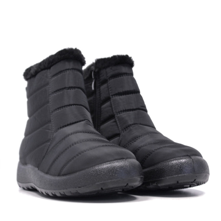 Botines planos Stay negros acolchados con pelito y cremallera - Querol online