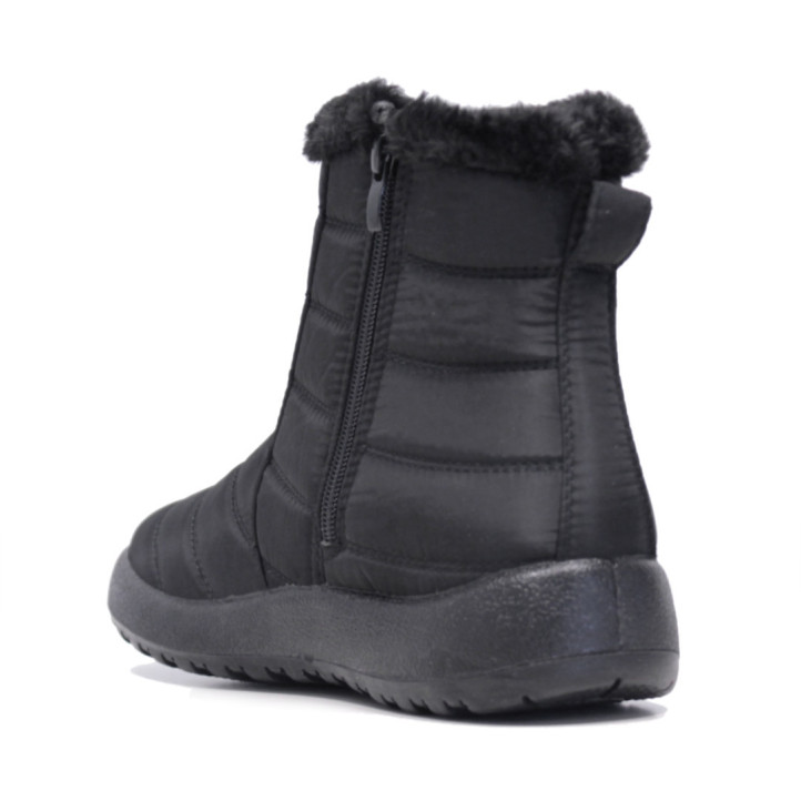 Botines planos Stay negros acolchados con pelito y cremallera - Querol online