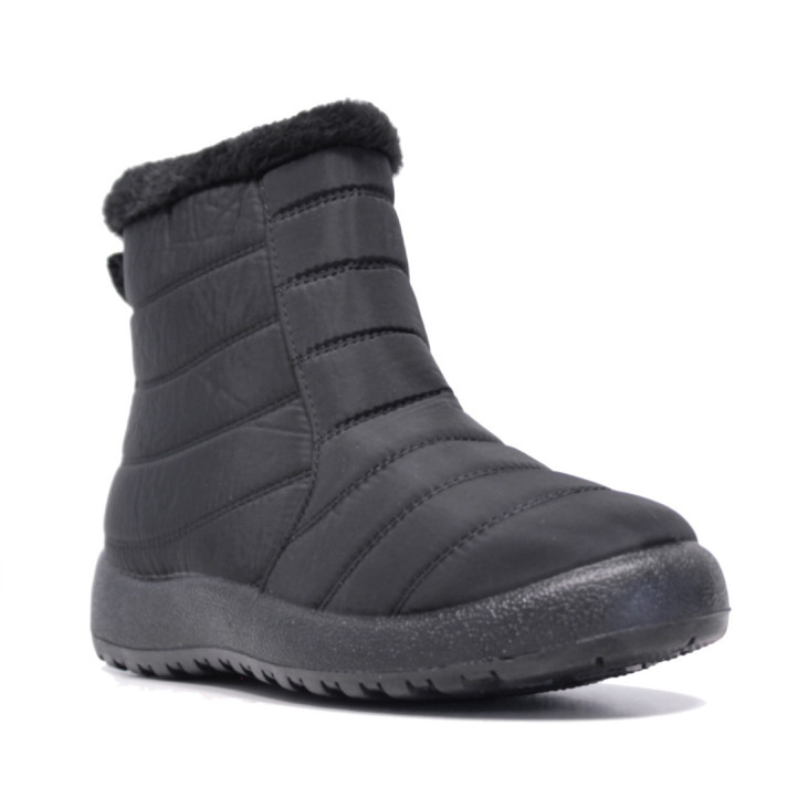 Botines planos Stay negros acolchados con pelito y cremallera - Querol online