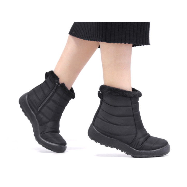 Botines planos Stay negros acolchados con pelito y cremallera - Querol online