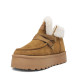 Botines plataforma marrones con plataforma borreguito y cordones - Querol online