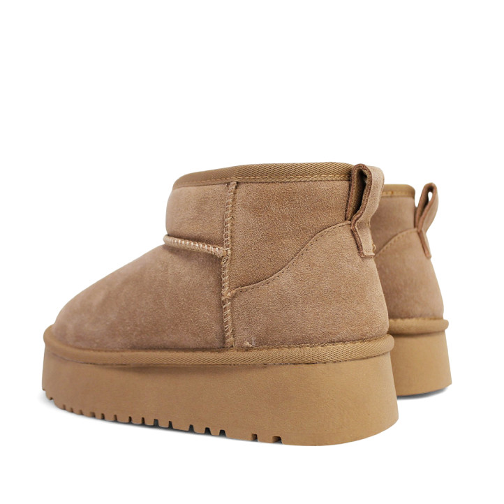 Botines plataforma Stay marrones con plataforma borreguito y tirador trasero estilo australianas - Querol online