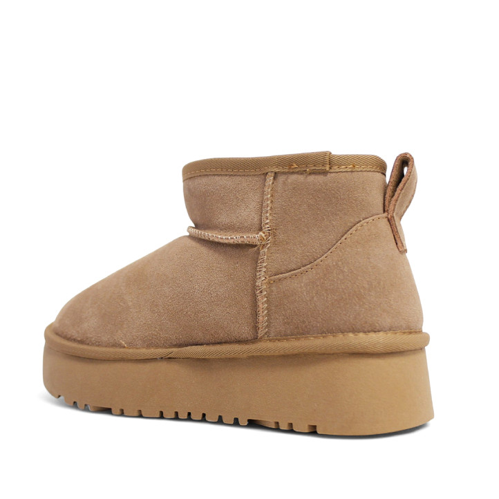 Botines plataforma Stay marrones con plataforma borreguito y tirador trasero estilo australianas - Querol online