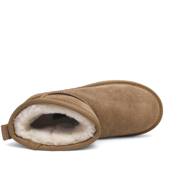 Botines plataforma Stay marrones con plataforma borreguito y tirador trasero estilo australianas - Querol online