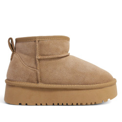 Botines plataforma Stay marrones con plataforma borreguito y tirador trasero estilo australianas - Querol online