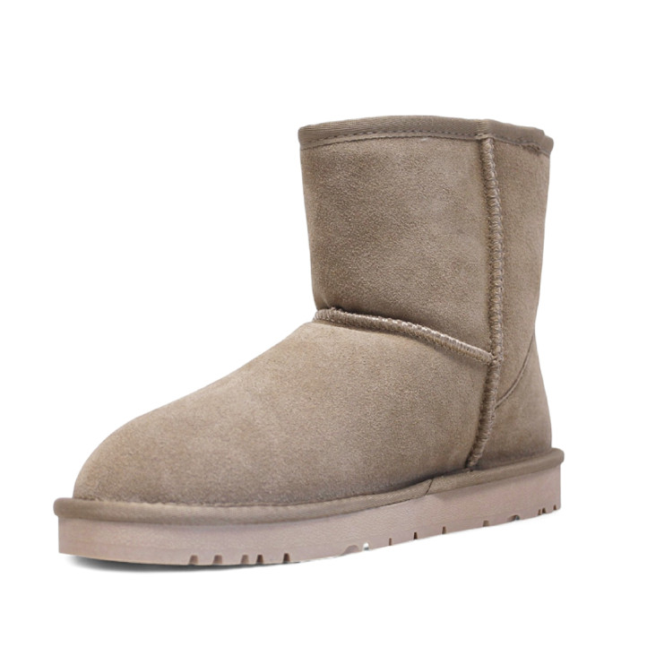 Botines planos taupe de caña media y tirador trasero estilo australiana - Querol online