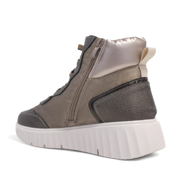 Zapatillas urban Mysoft taupe con cordón elástico y detalles metálicos en diferentes tonos - Querol online