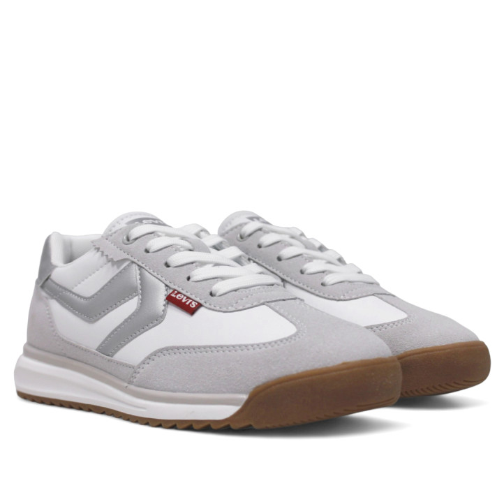 Zapatillas deporte Levi's carl blancas y grises con detalles plateados - Querol online