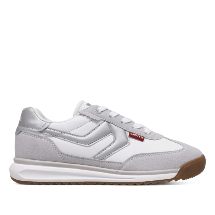 Zapatillas deporte Levi's carl blancas y grises con detalles plateados - Querol online