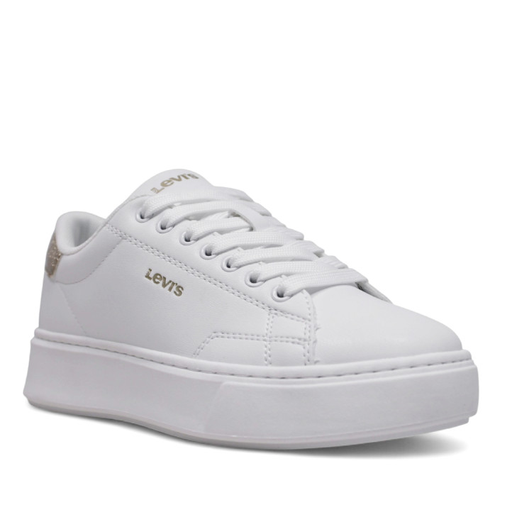 Zapatillas deporte Levi's carl blancas con plataforma y panel con glitter - Querol online