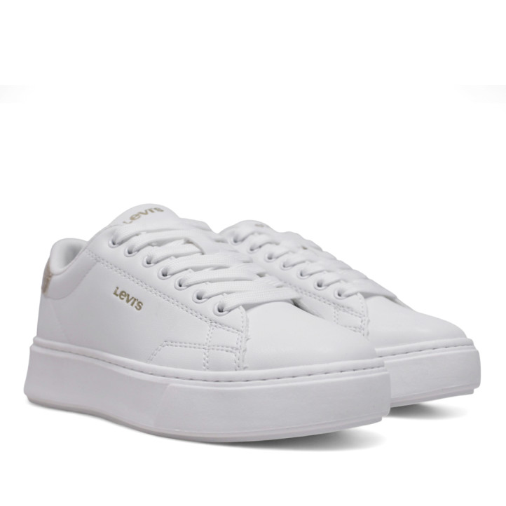 Zapatillas deporte Levi's carl blancas con plataforma y panel con glitter - Querol online