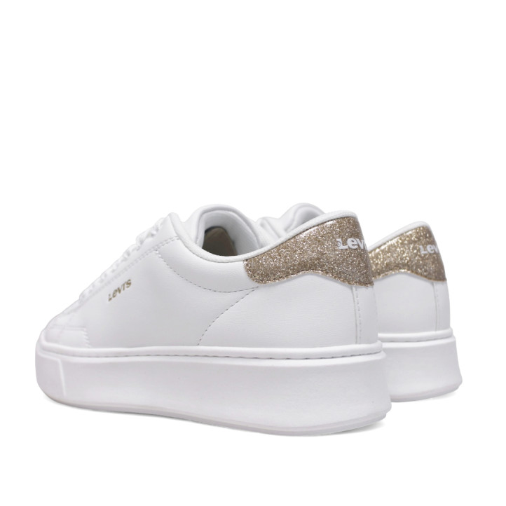 Zapatillas deporte Levi's carl blancas con plataforma y panel con glitter - Querol online