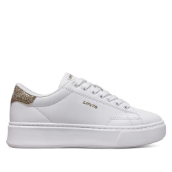 Zapatillas deporte Levi's carl blancas con plataforma y panel con glitter - Querol online