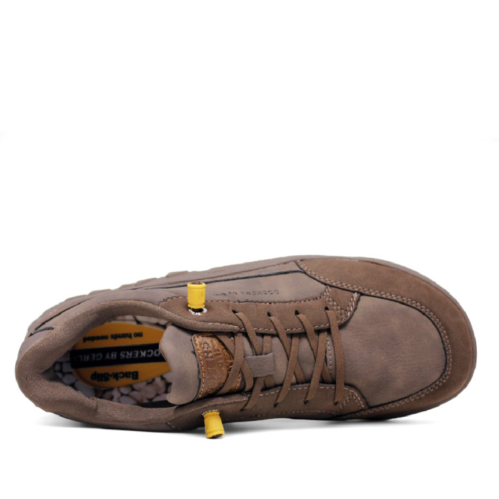 Sabatilles esportives DOCKERS marrons amb cordons elàstics i detall groc barefoot - Querol online