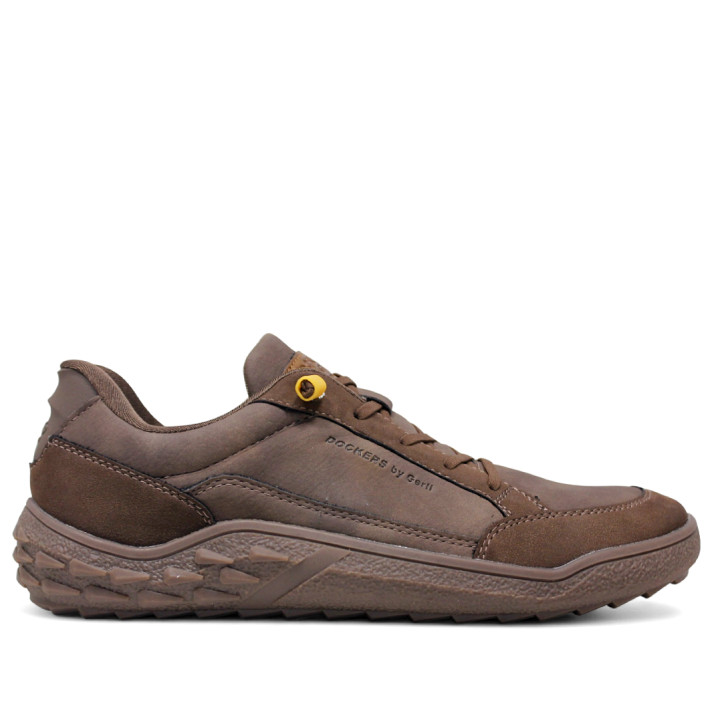 Sabatilles esportives DOCKERS marrons amb cordons elàstics i detall groc barefoot - Querol online