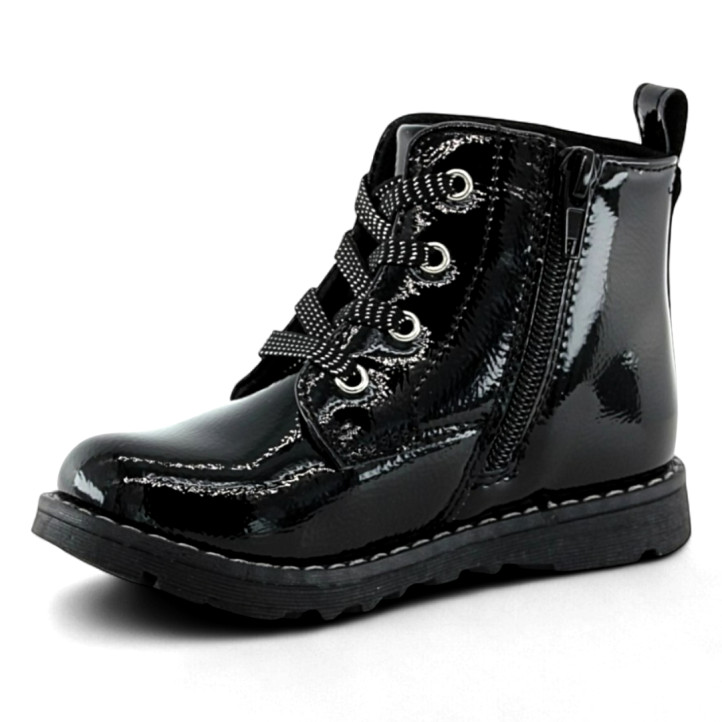 Botins Chicco flemma negres efecte xarol i estil militar - Querol online