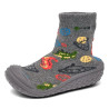 Zapatillas casa Chicco taipei grises estilo calcetín con ovnis y dinosaurios