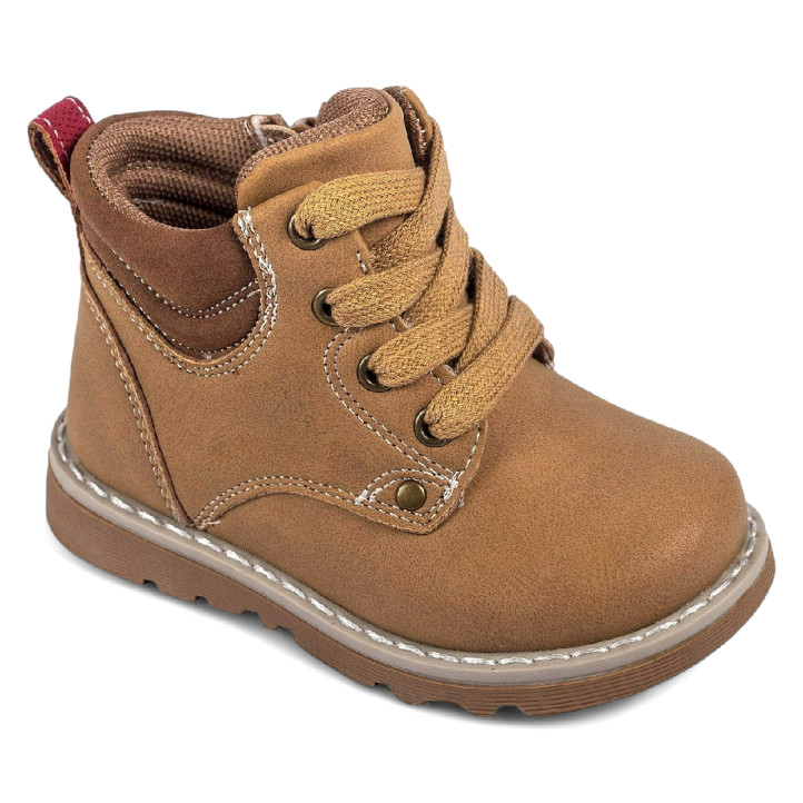 Botines Chicco fadion marrones con cordones y cremalerra lateral - Querol online