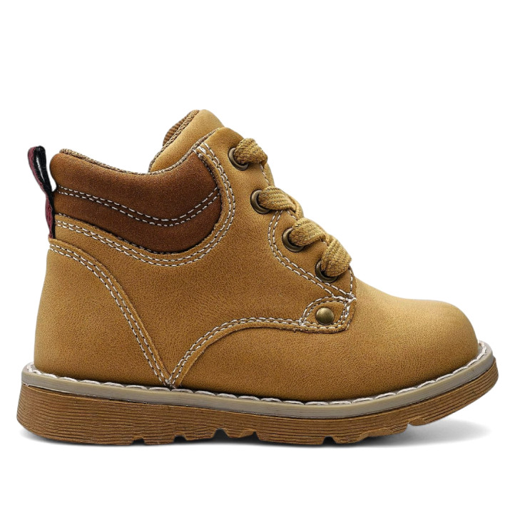 Botines Chicco fadion marrones con cordones y cremalerra lateral - Querol online