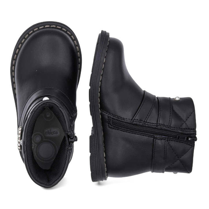 Botines Chicco chelsy negras con perlas y hebilla con brillantes - Querol online
