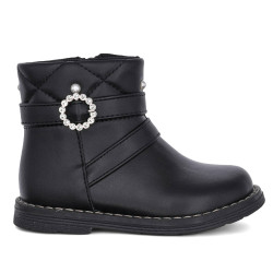 Botines Chicco chelsy negras con perlas y hebilla con brillantes - Querol online