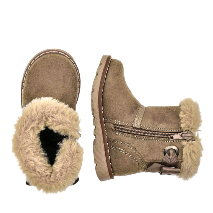 Botines Chicco frutta taupe con lazo posterior y pelito en la caña - Querol online