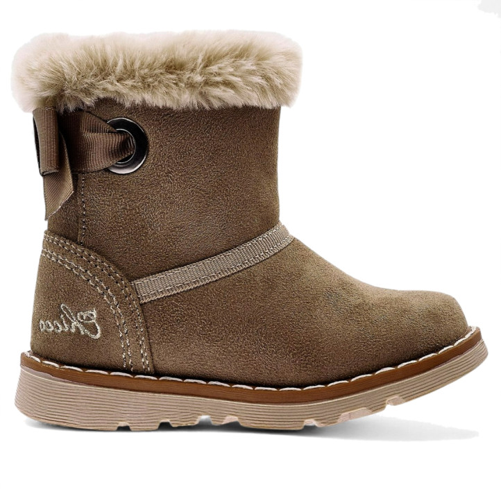 Botines Chicco frutta taupe con lazo posterior y pelito en la caña - Querol online