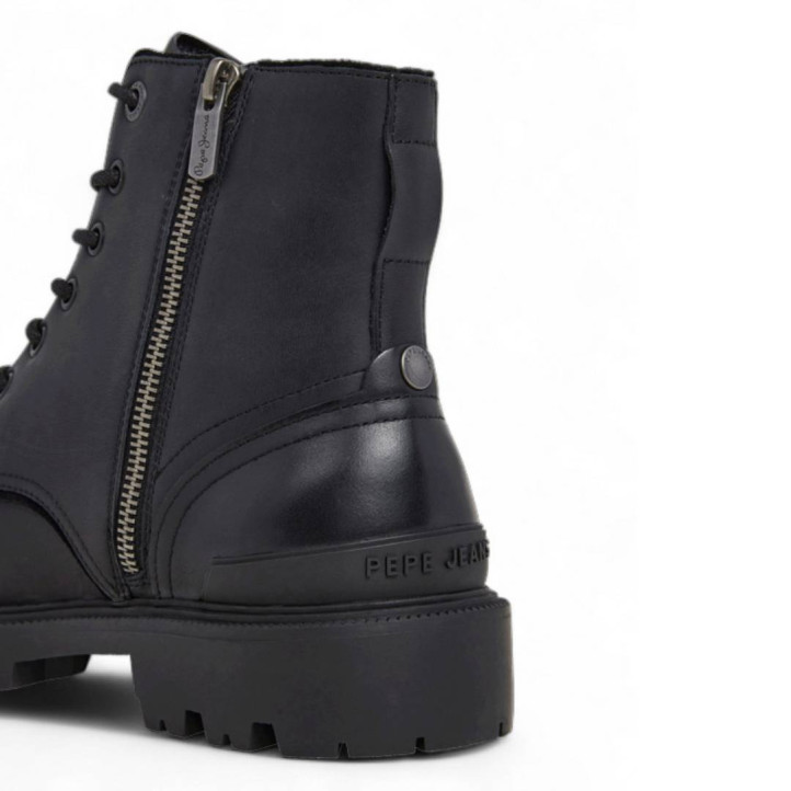 Botins Pepe Jeans ryan brit negres amb cordons i cremallera lateral - Querol online