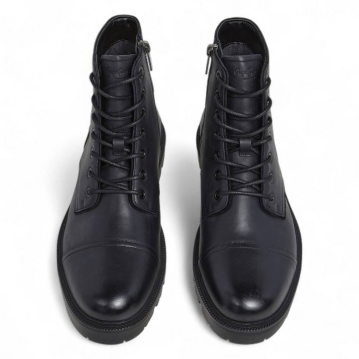 Botines Pepe Jeans ryan brit negras con cordones y cremallera lateral - Querol online